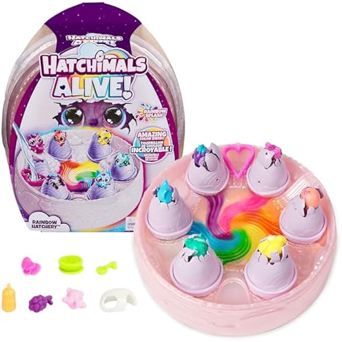 HATCHIMALS ALIVE, RAINBOW HATCHERY TOY WITH 6 MINI FIGURES IN COLOUR-REVEAL EGGS & 10+ ACCESSORIES, KIDS TOYS FOR GIRLS & BOYS AGED 3+ - Image 2